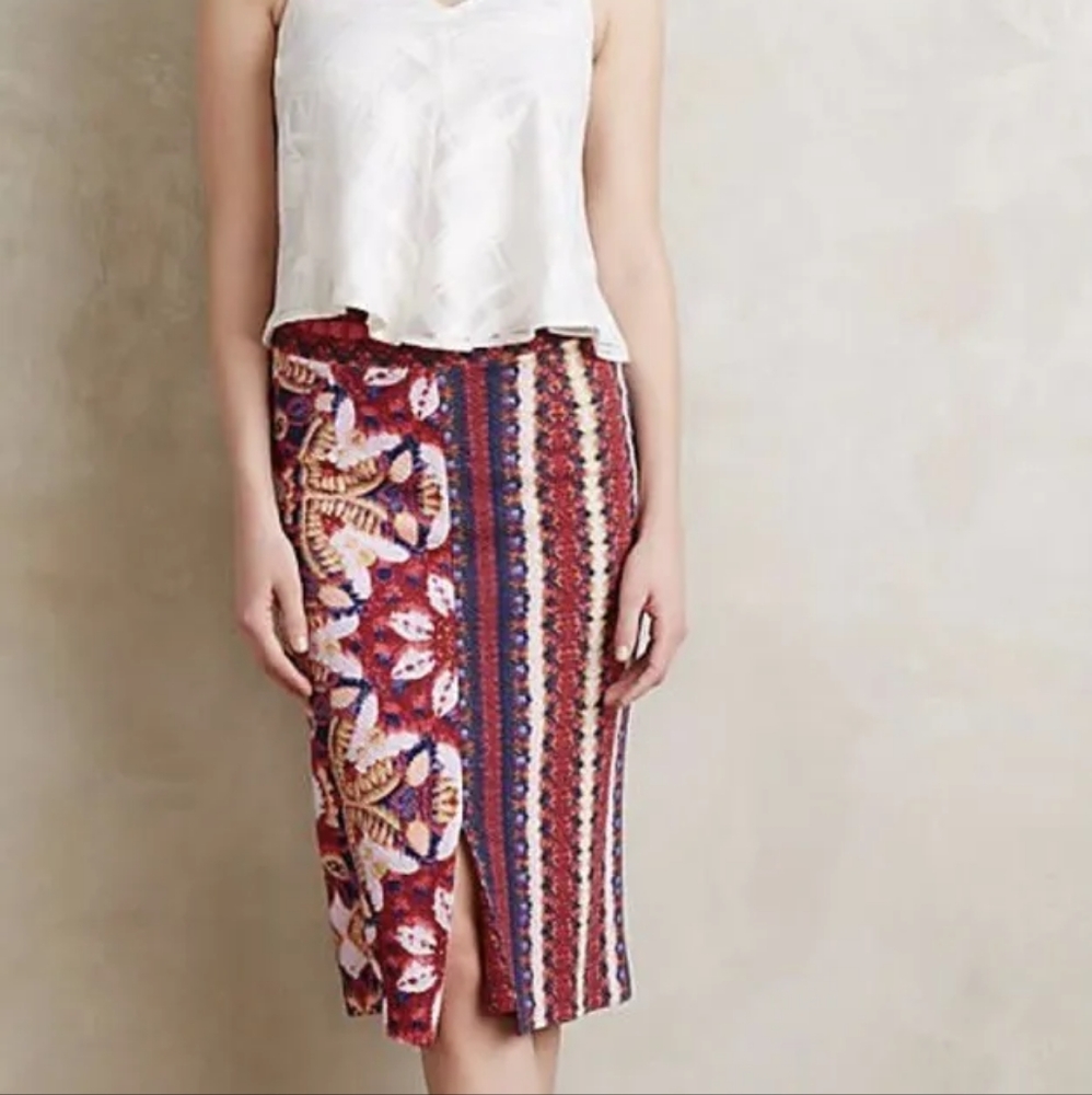 SOLD - ❤️🩷 Anthropologie Maeve Marala Floral Pencil Skirt, M - Picture 4 of 13